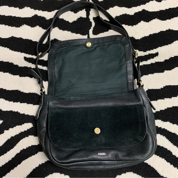 Fossil Peyton Double Flap Suede & Pebbled Leather Large Purse - Picture 7 of 16